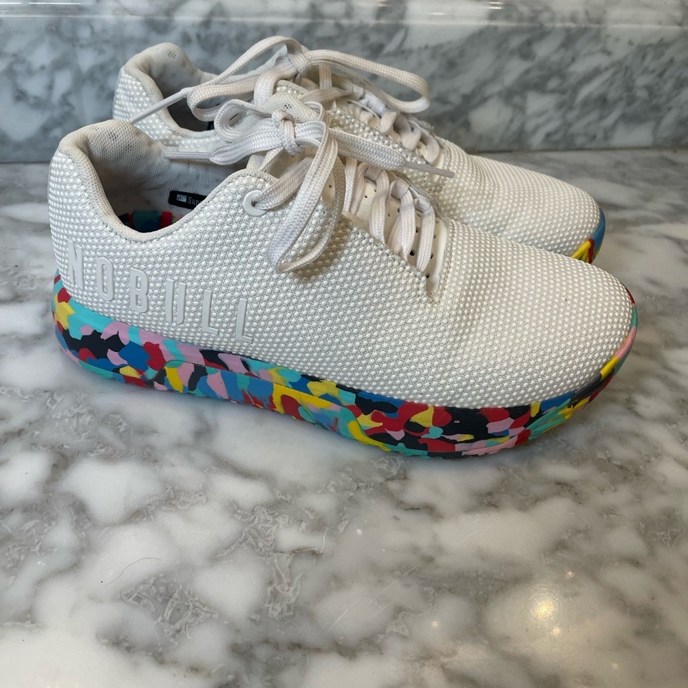 NOBULL White Unicorn Sneakers Women’s 7.5 / Men’s 6 – Multicolor Gum Sole